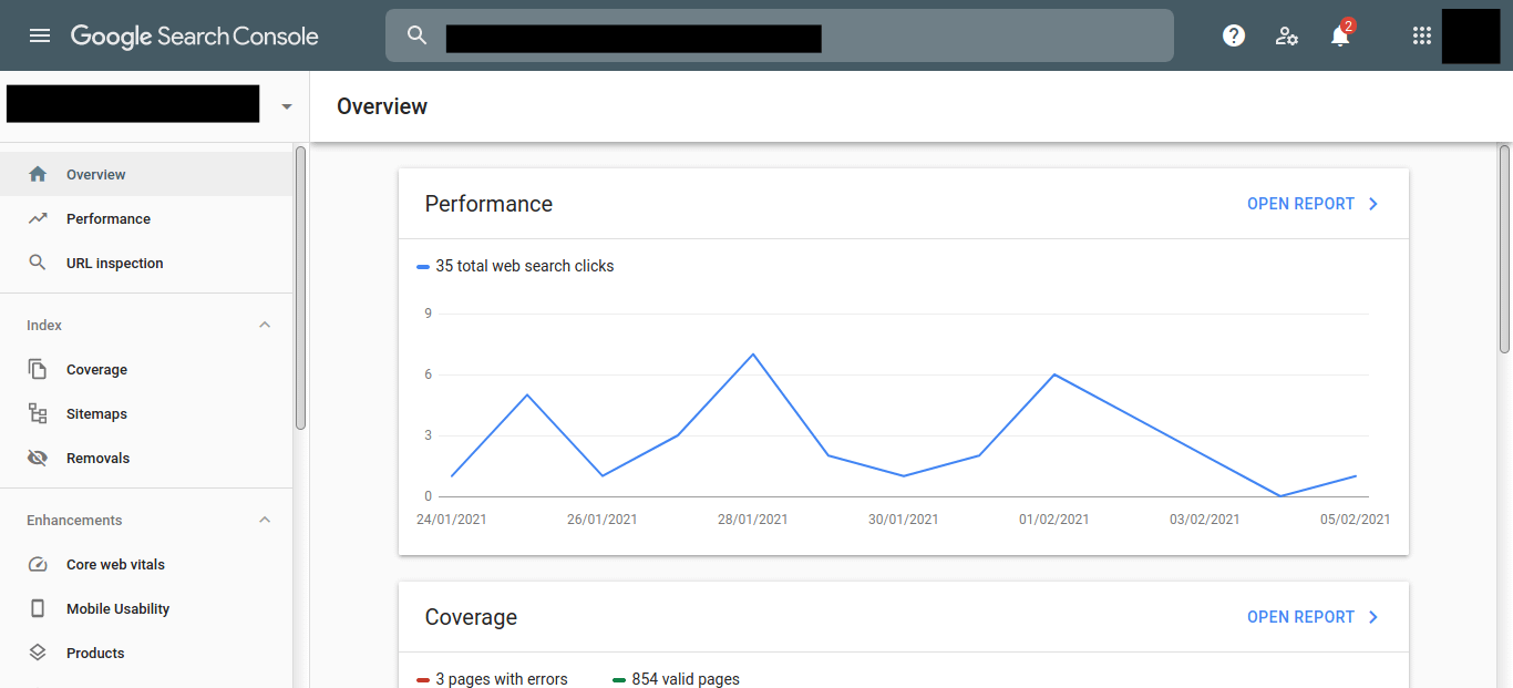 google search console screenshot